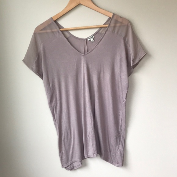 Mauve flowy tee with sheer sleeves - Picture 1 of 5